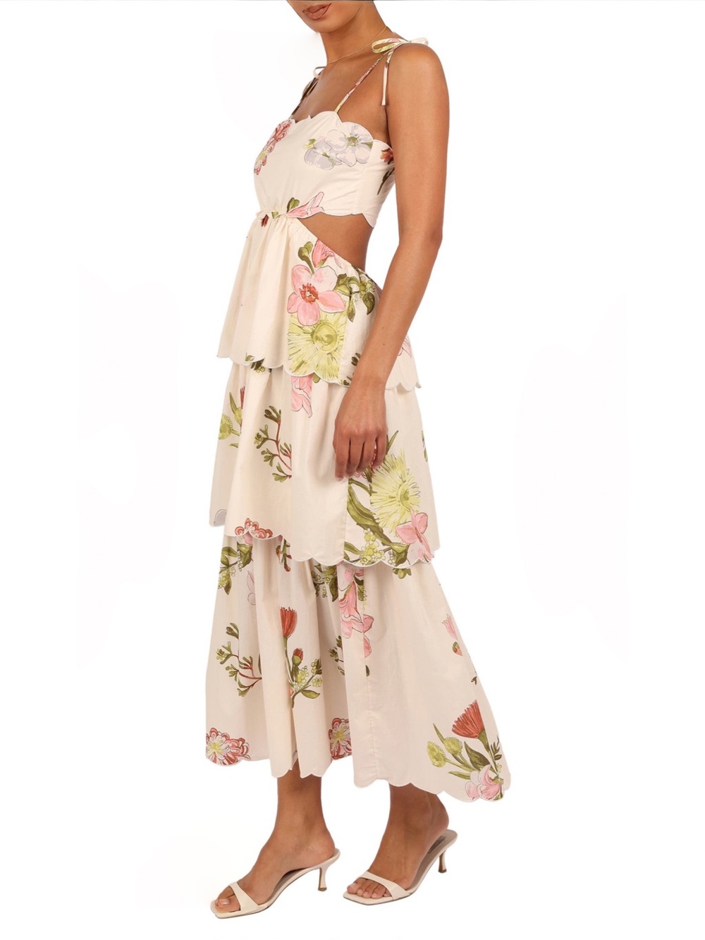 Petal & Pup Adelaide Scallop Cutout Tie Strap Maxi Dress Sz NWT - Picture 3 of 11